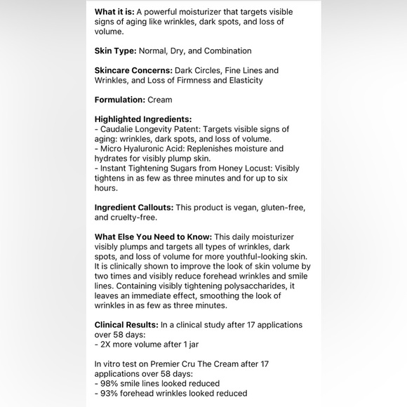 CAUDALIE | Premier Cru Anti Aging Cream Moisturizer with Hyaluronic Acid 15ml - Picture 6 of 9